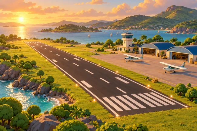 Golden hour mission artwork from Soft Landing
