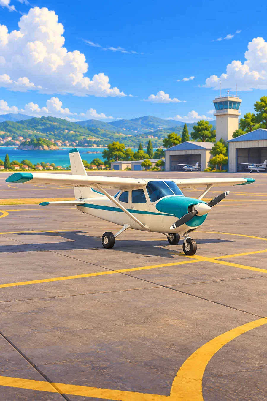 Azure Bay coastal airfield from the original game artwork